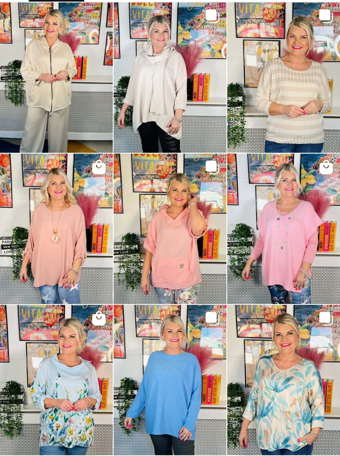 Image of an Instagram feed for a clothing brand in the uk