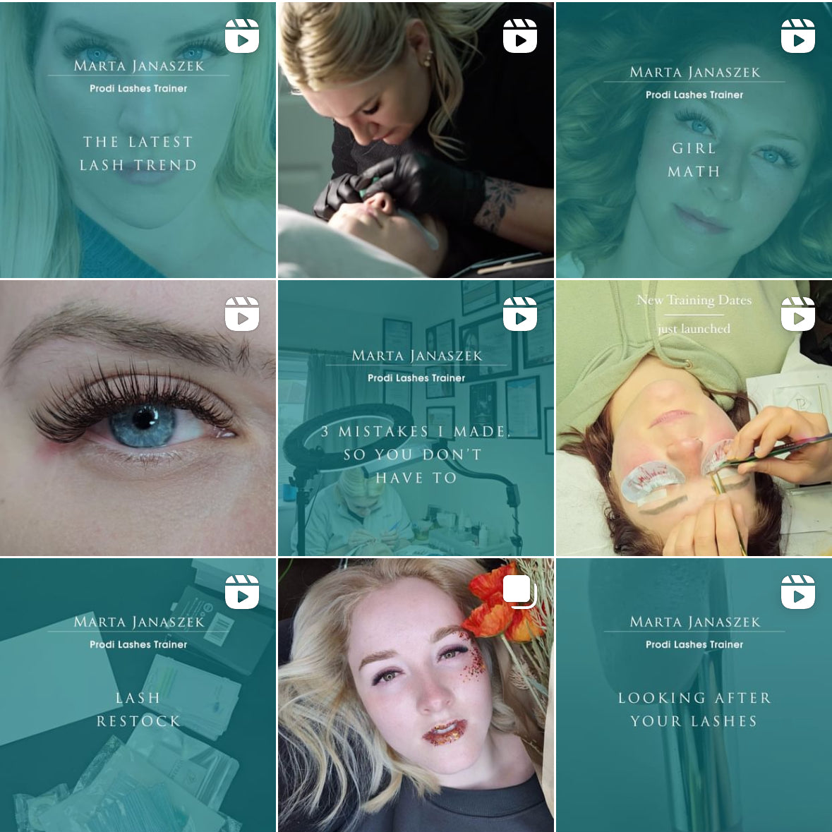 instagram feed of an lash artist designed by my social media management agency in bournemouth