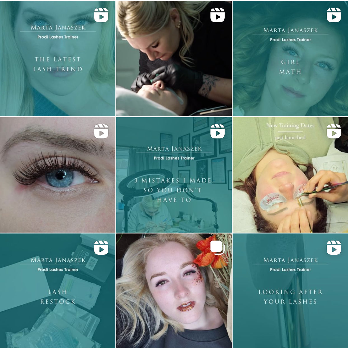 instagram feed of an lash artist designed by my social media management agency in bournemouth 